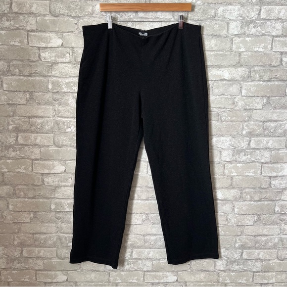 Eileen Fisher Women's XL Black Stretchy Viscose Straight Lego Pants. High Rise - Picture 9 of 9
